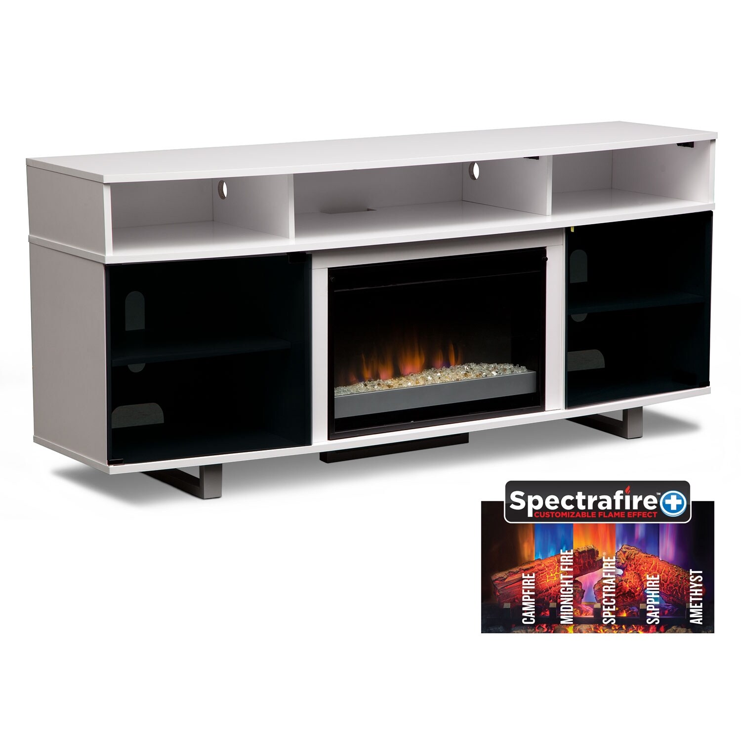 Abruzzo White 72" Contemporary Fireplace TV Stand